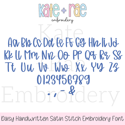 Daisy Handwritten Satin Stitch Embroidery Font