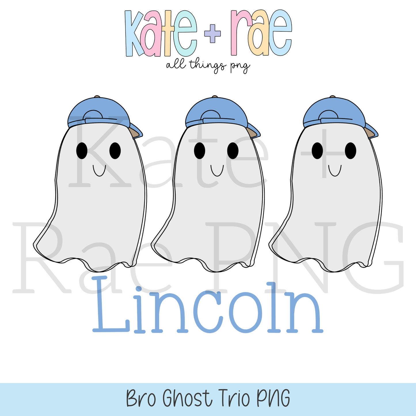 Boy's Halloween Ghost Trio with Hats PNG