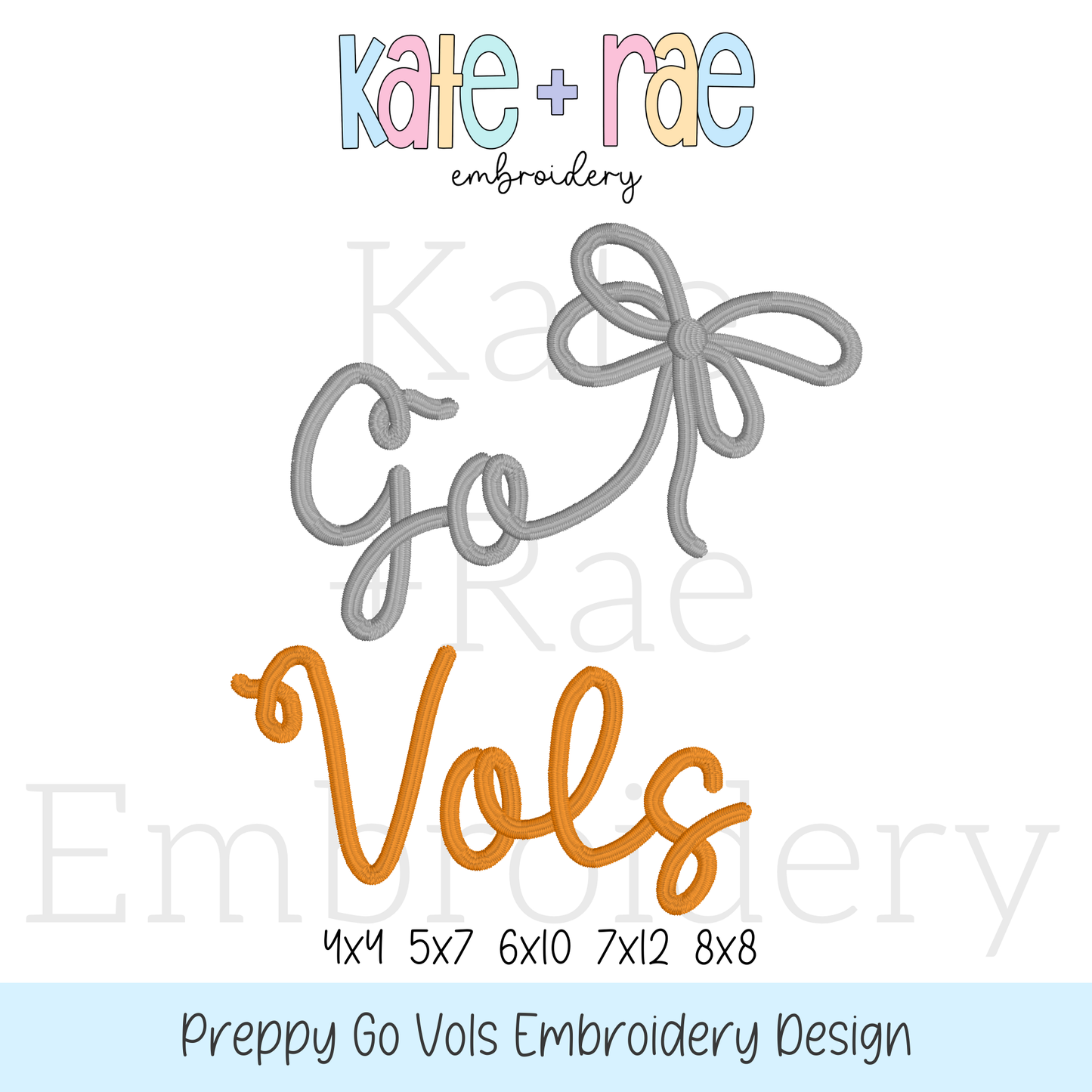 Preppy Go Vols Embroidery Design