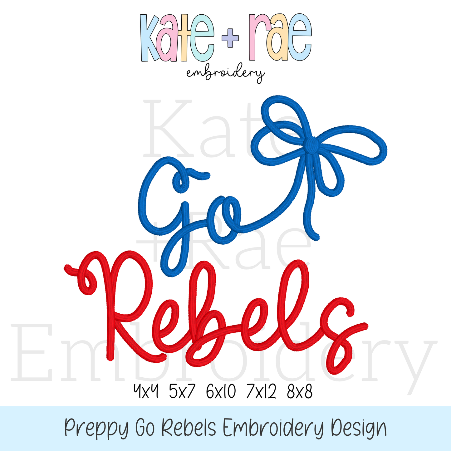 Preppy Go Rebels Embroidery Design