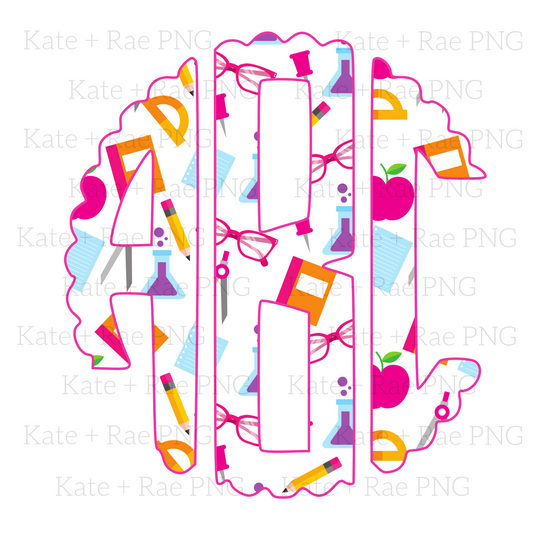 Bright Pink Back to School Monogram Pack