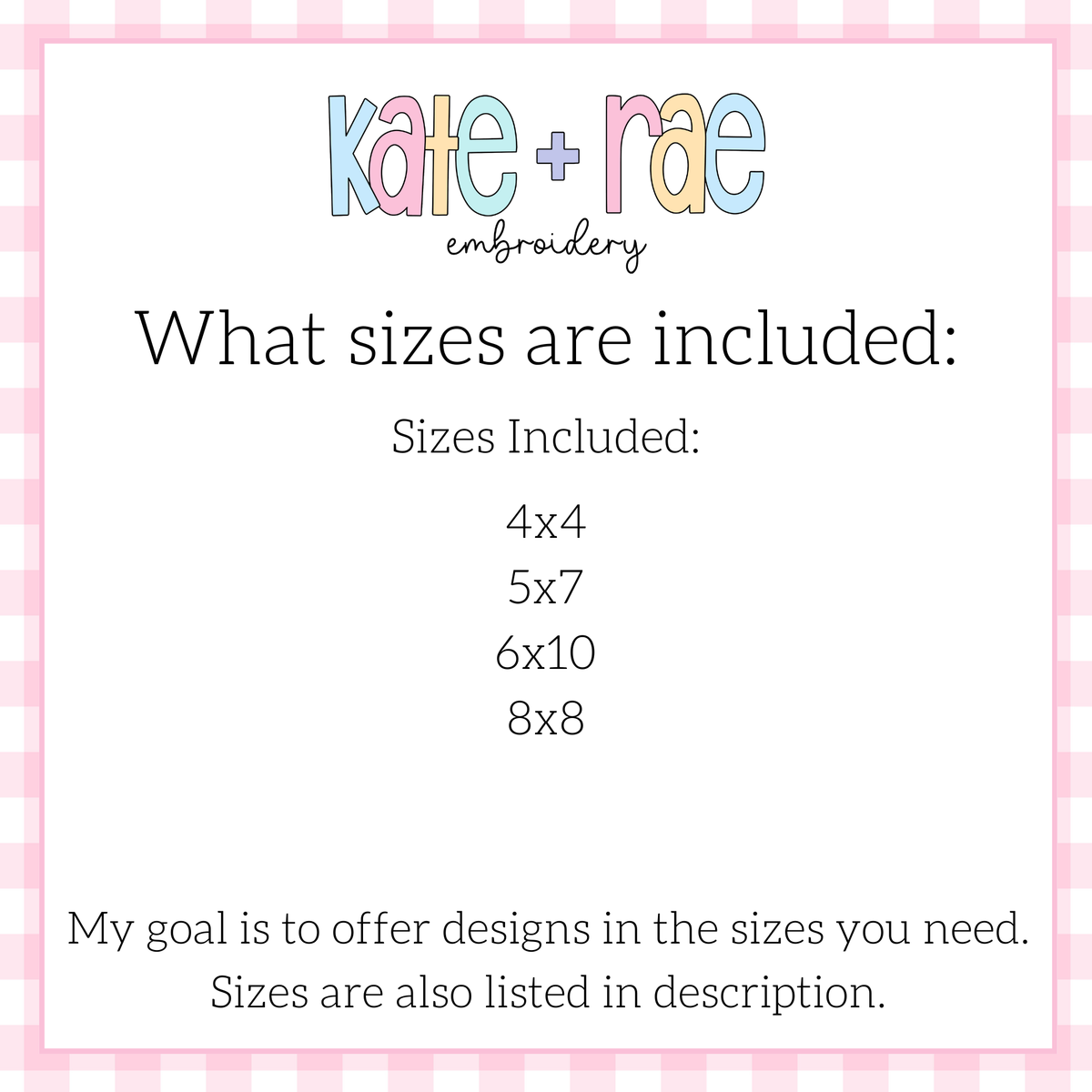 Backhoe Valentine's Sketch Stitch Embroidery with Name Plate: Size chart showing 4x4, 5x7, 6x10, and 8x8 hoop sizes included