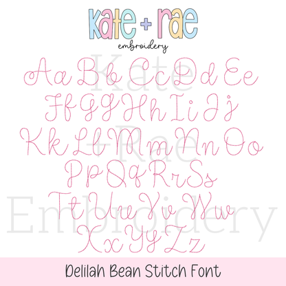 Delilah Bean Stitch Embroidery Font
