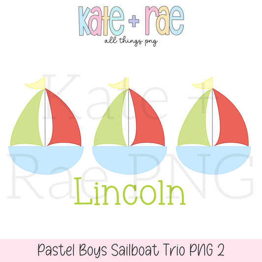 Boy's Pastel Sailboat Trio PNG (pastel 2)