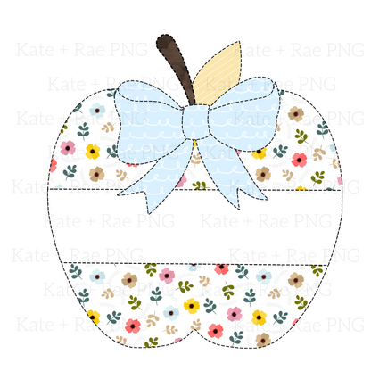 Girls Large Floral Apple Faux Applique