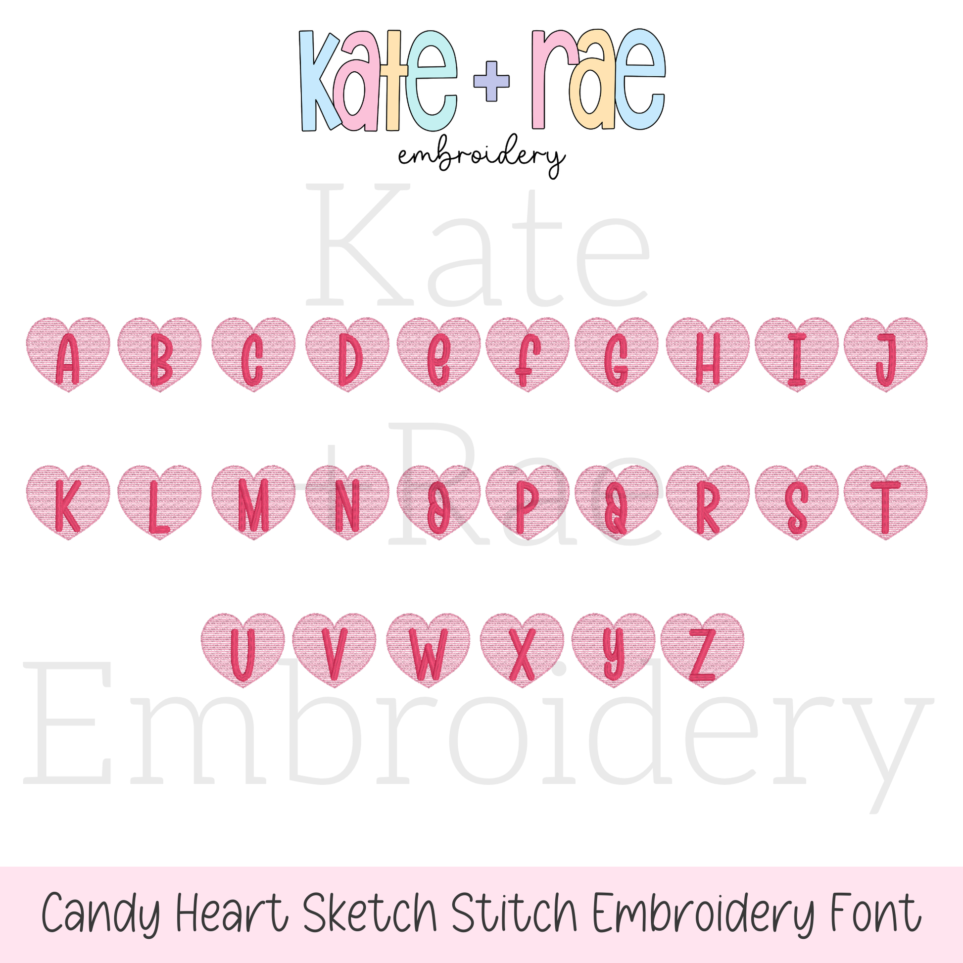 Candy Heart Sketch Stitch Embroidery Font