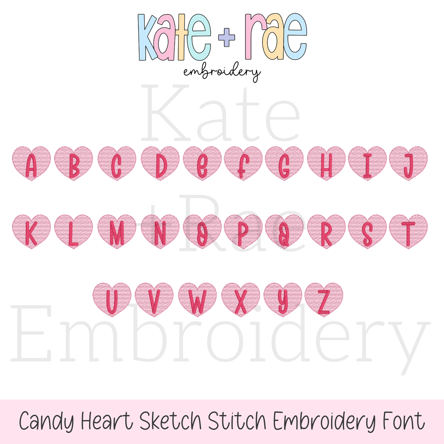 Candy Heart Sketch Stitch Embroidery Font