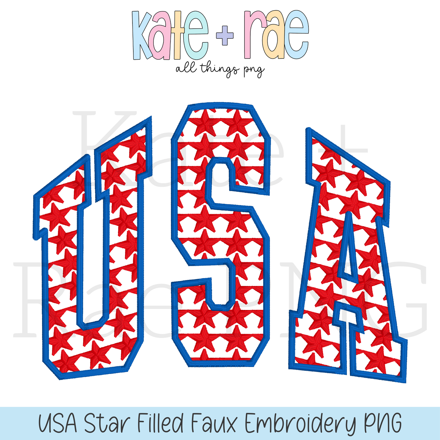 USA Star Filled Faux Embroidery PNG