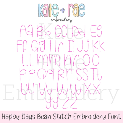 Happy Days Bean Stitch Embroidery Font