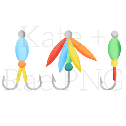 Boy's Fishing Lure Trio PNG
