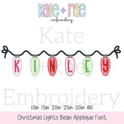 Christmas Lights Bean Stitch Applique Embroidery Font