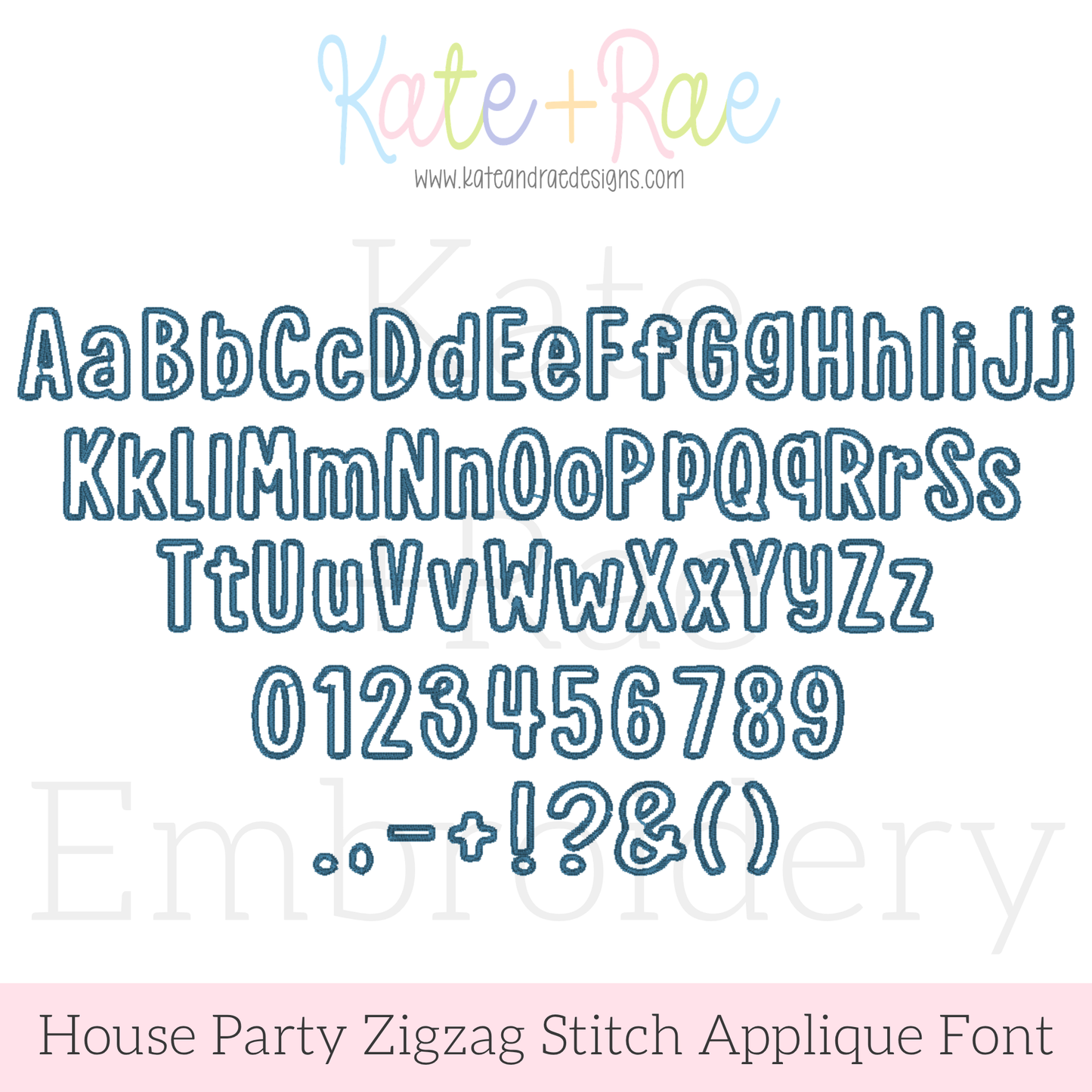 House Party Zigzag Applique Machine Embroidery Font