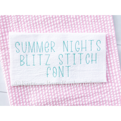 Summer Nights Blitz Stitch Embroidery Font