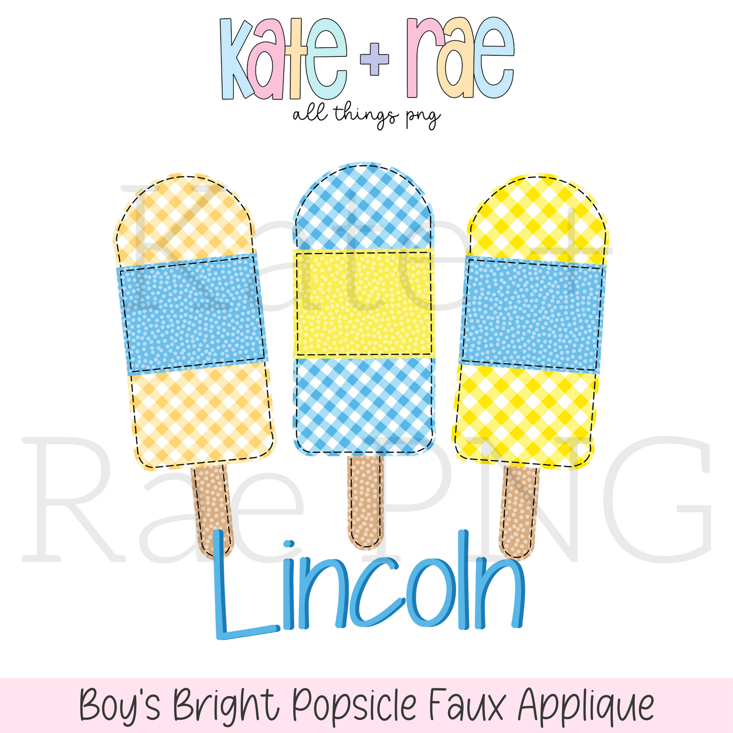 Boy's Bright Popsicle Faux Applique PNG