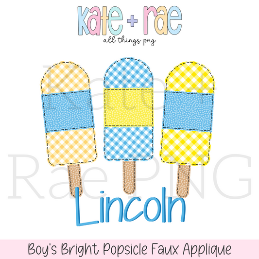 Boy's Bright Popsicle Faux Applique PNG