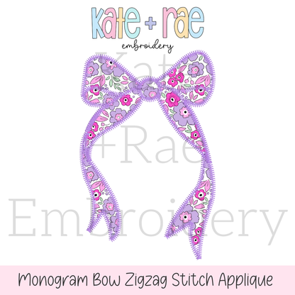 Longtail Bow Zigzag Stitch Applique Embroidery Design
