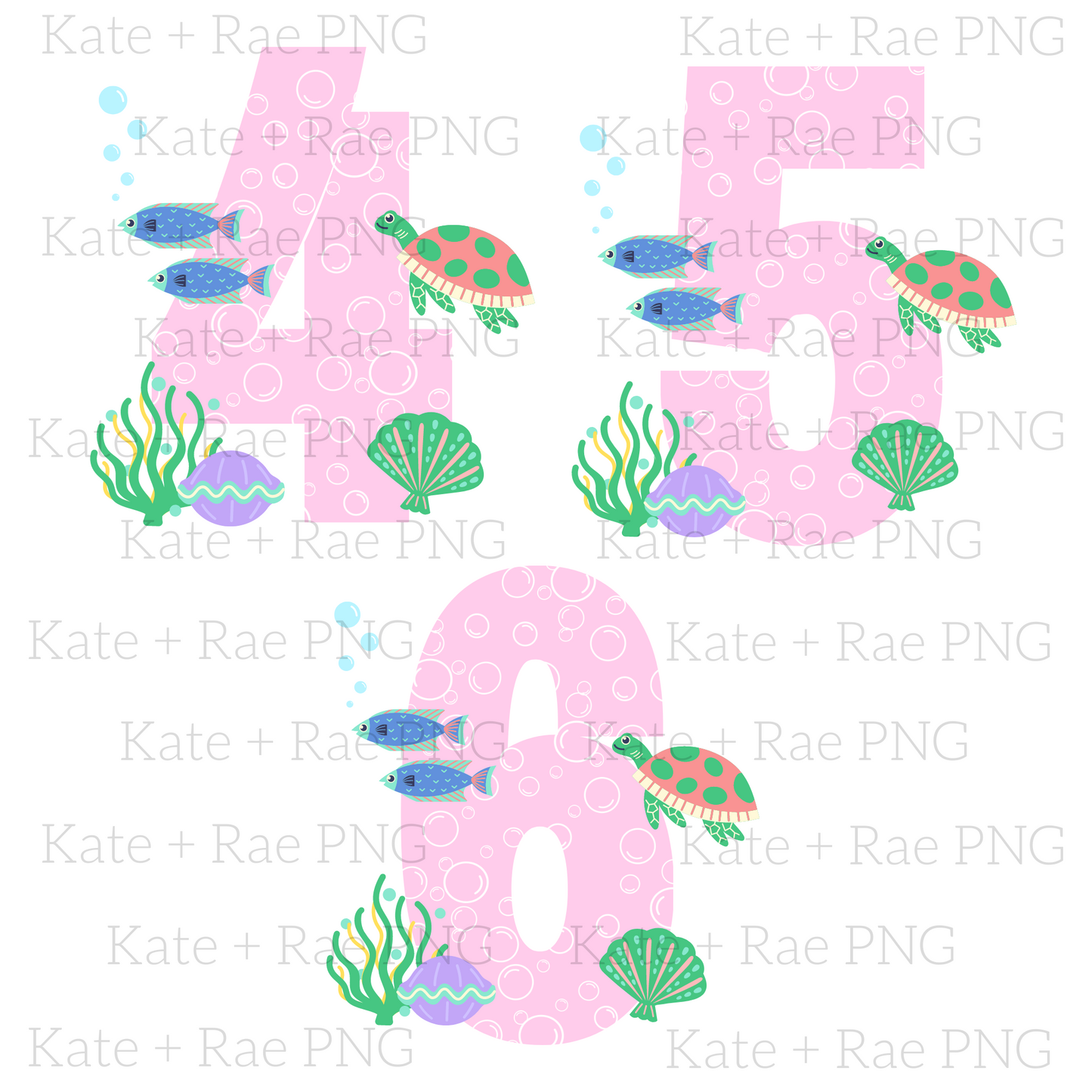 Girls Under the Sea Birthday Number Set