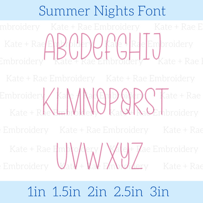 Summer Nights Blitz Stitch Embroidery Font