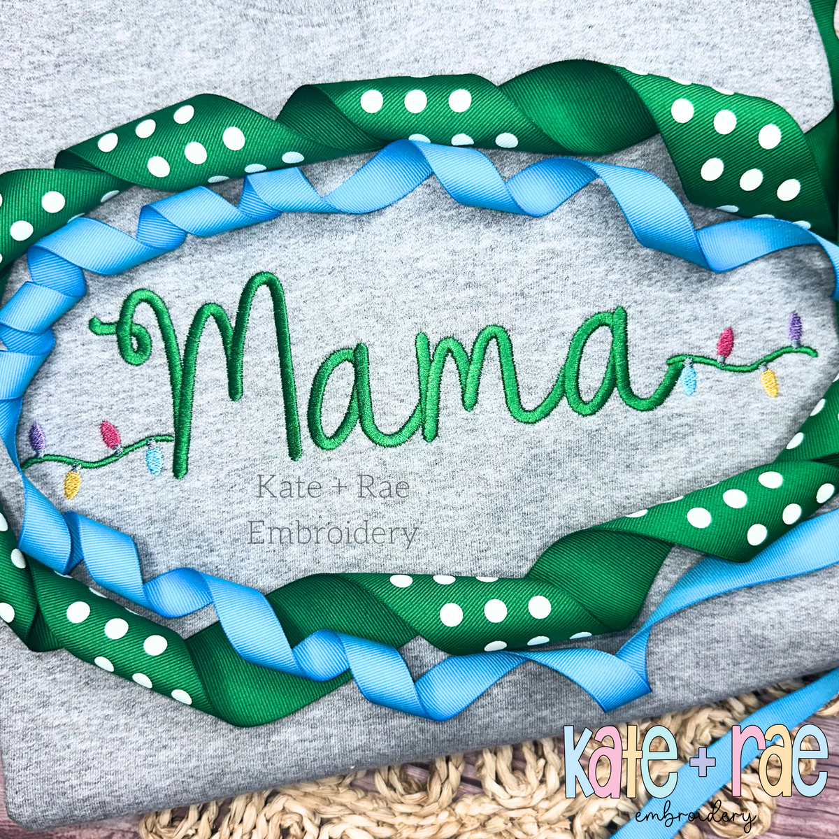 Christmas Lights Font Add On Embroidery Design