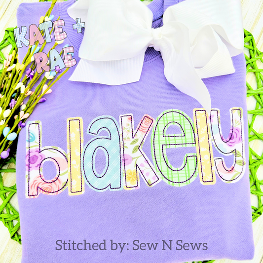 Cupcake Bean Stitch Applique Font