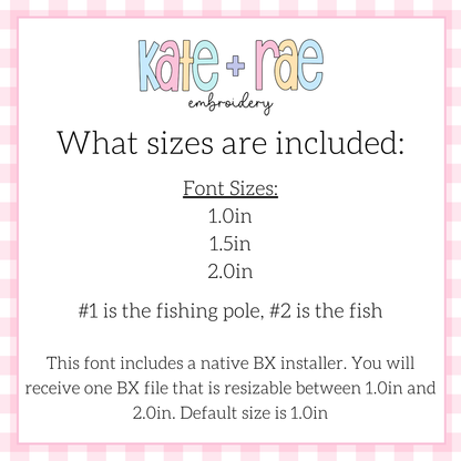 Gone Fishing Bean Stitch Font Embroidery Design