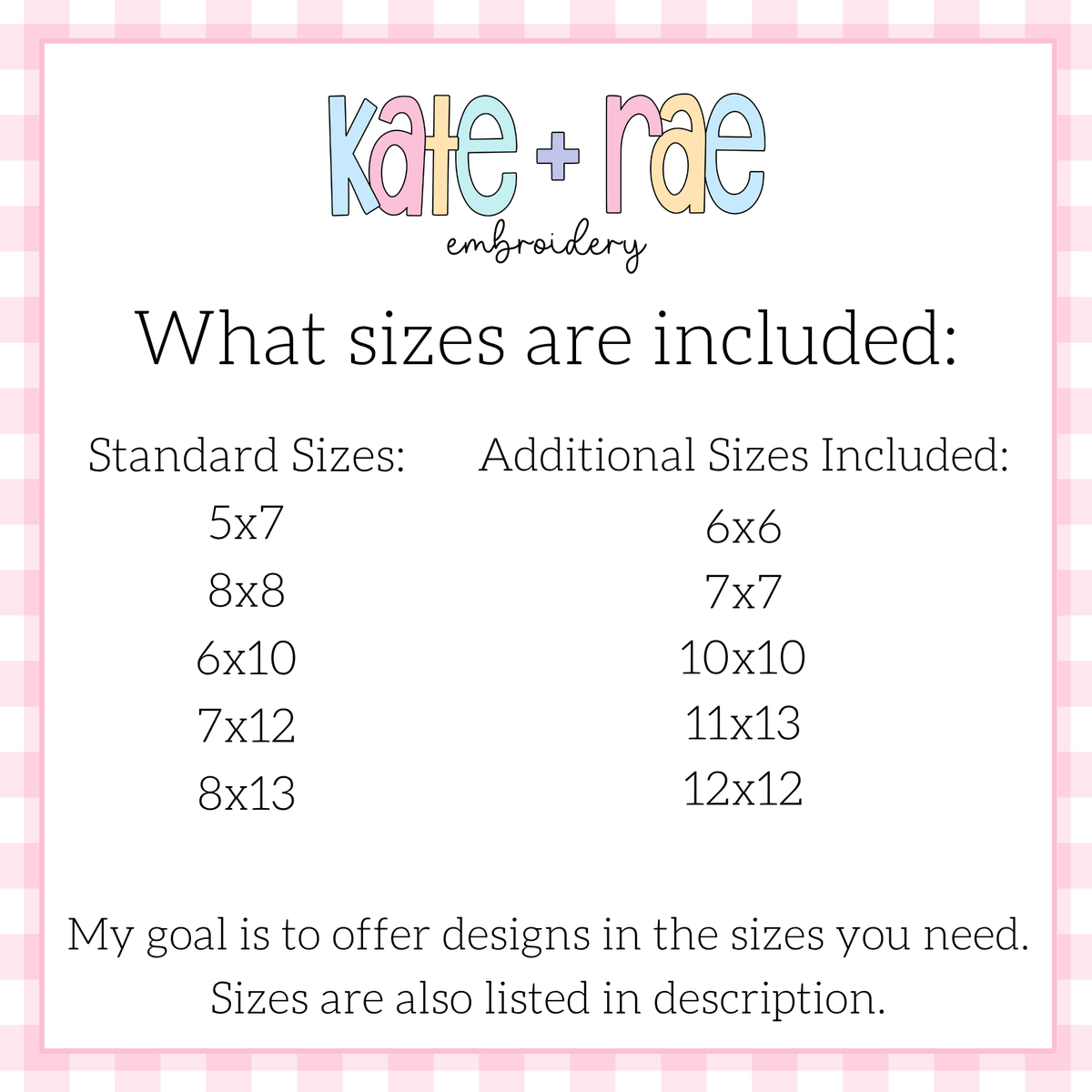 Football Helmet Double Zigzag Applique Embroidery Design: Size chart showing standard sizes 5x7, 8x8, 6x10, 7x12, and 8x13 plus additional sizes 6x6, 7x7, 10x10, 11x13, and 12x12