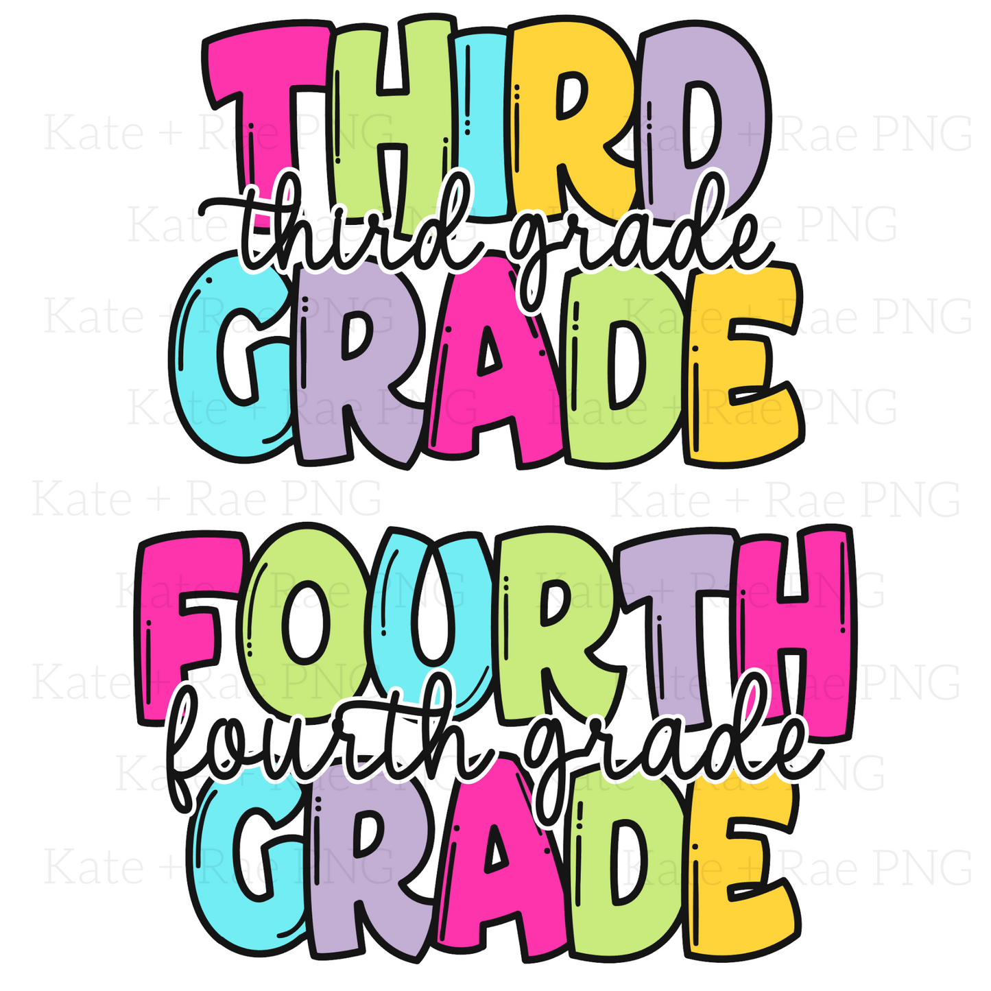 Girls Bright Colored School Grade PNG