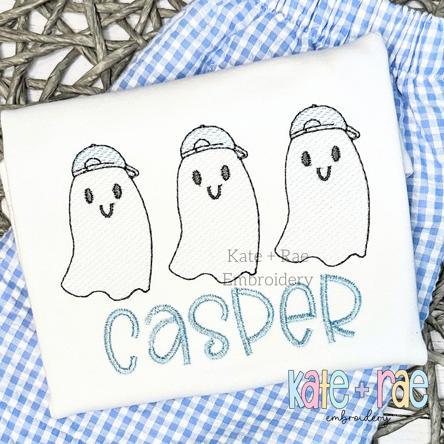 Boy's Ghost Trio Sketch Stitch Embroidery Design