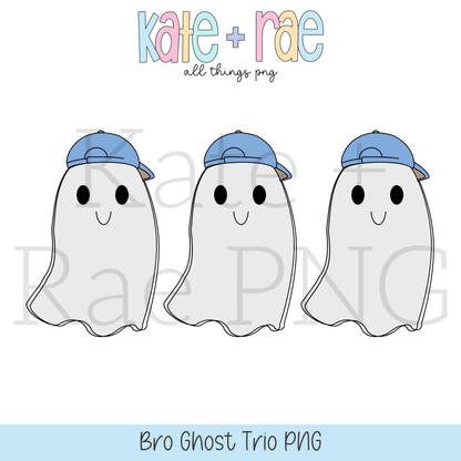 Boy's Halloween Ghost Trio with Hats PNG
