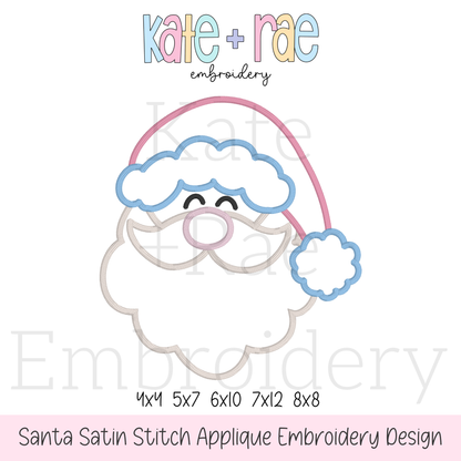 Santa Claus Satin Stitch Applique Embroidery Font