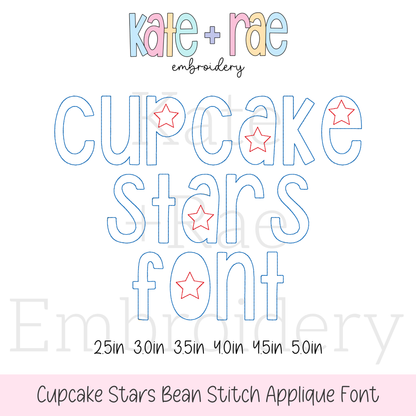 Cupcake Star Spangled Bean Stitch Applique Font