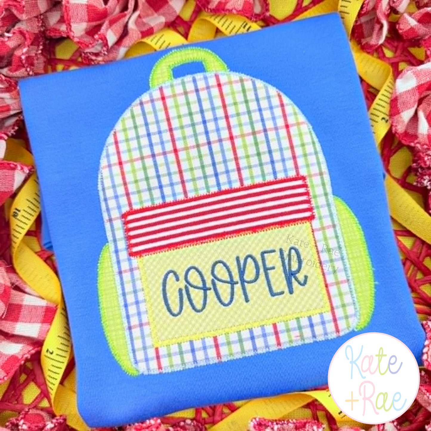 Backpack Zigzag Stitch Applique Embroidery Design