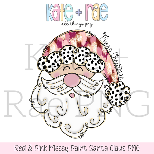 Santa Claus Red and Pink Messy Paint PNG