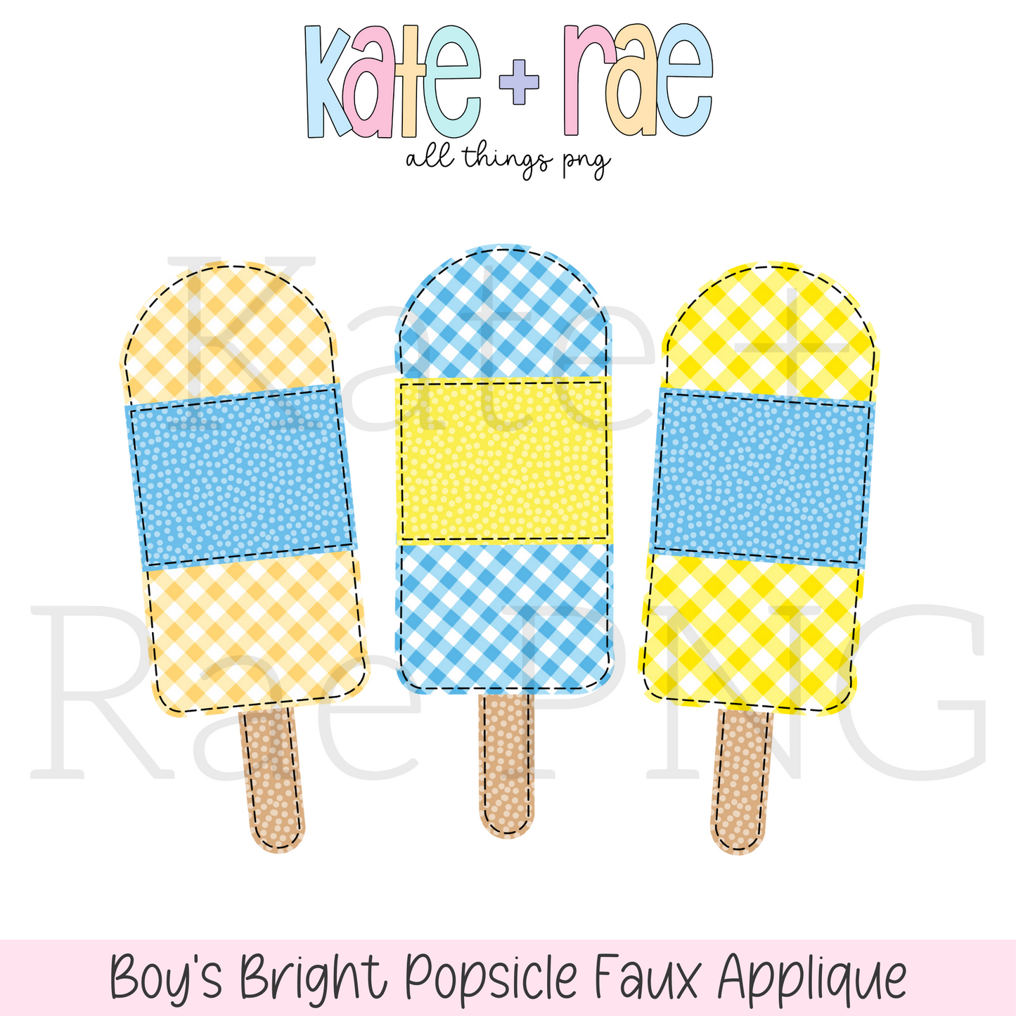 Boy's Bright Popsicle Faux Applique PNG