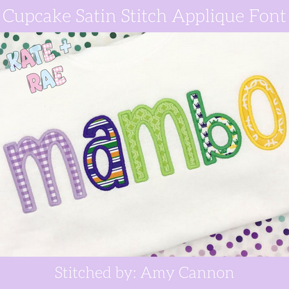 Cupcake Satin Stitch Applique Font