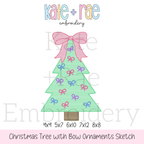 Christmas Tree with Bow Ornaments Sketch Stitch Embroidery Design