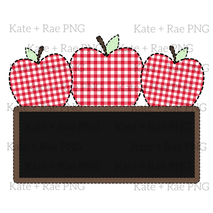 Boys Chalk Board Apple Trio Faux Applique