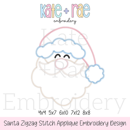 Santa Claus Zigzag Applique Embroidery Design