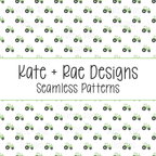Green Tractor Watercolor Seamless Pattern with White Background: Smaller scale seamless pattern of green watercolor tractors on a white background