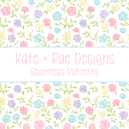 Ditsy Floral Watercolor Seamless Pattern