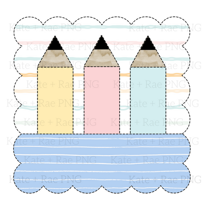 Pencil Faux Applique without Name Plate in Scalloped Square