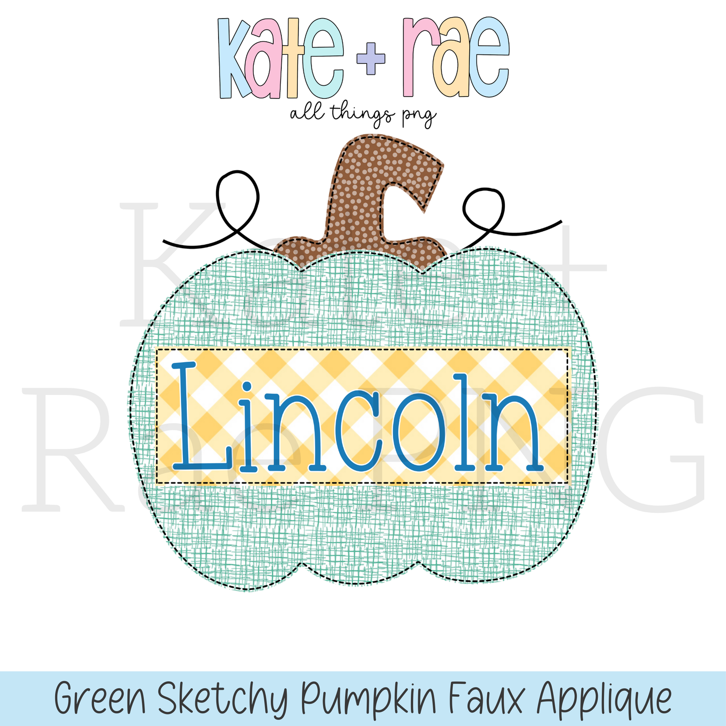 Green Sketchy Pumpkin Faux Applique PNG