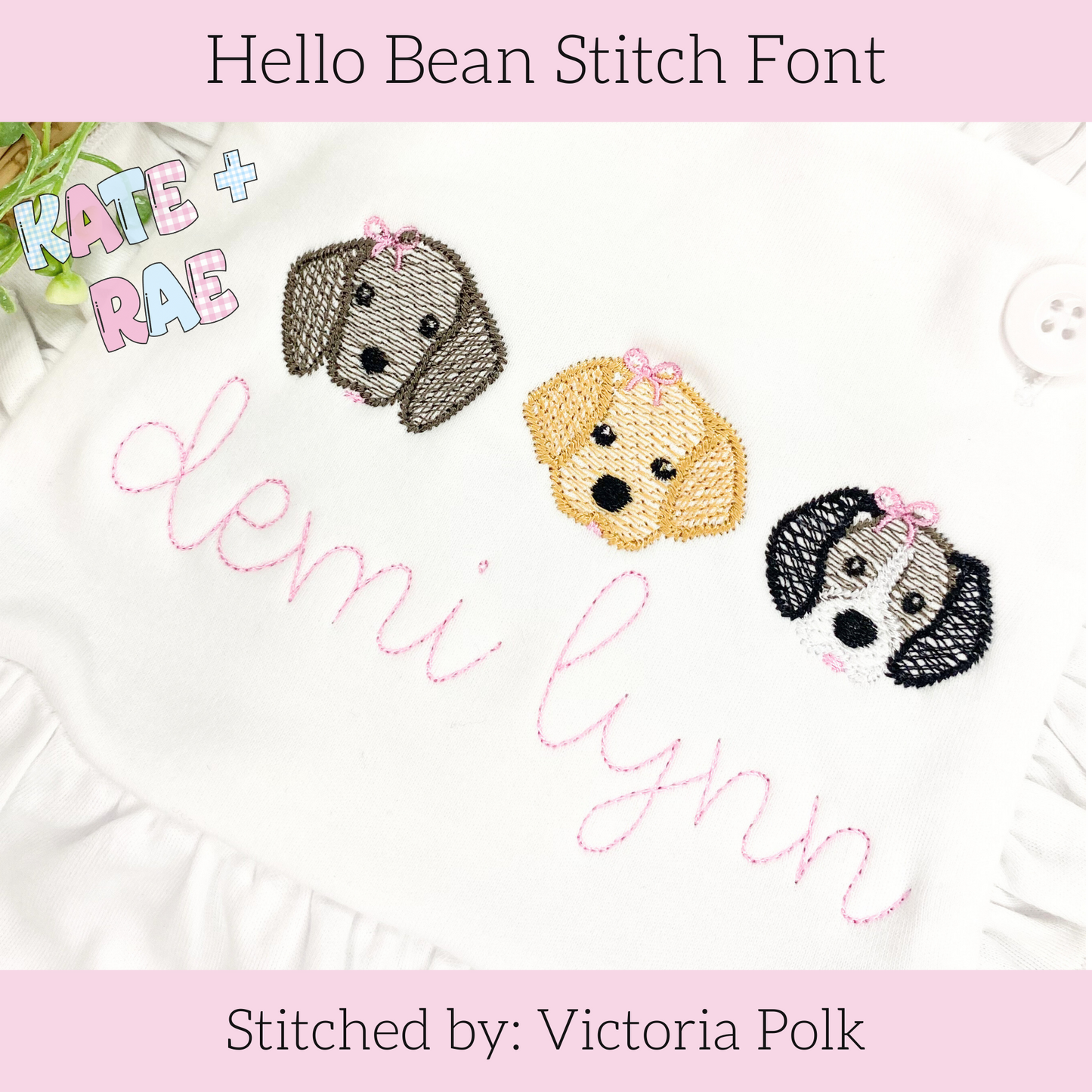 Hello Bean Stitch Embroidery Font