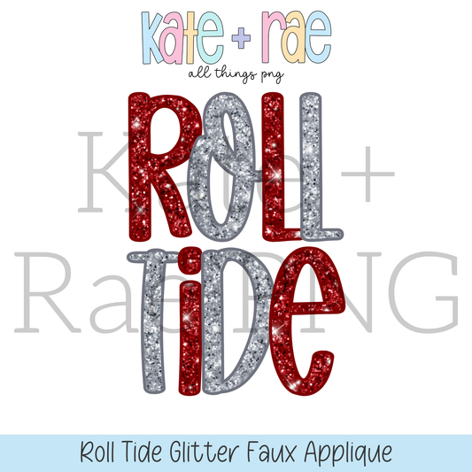 Roll Tide Glitter Faux Applique