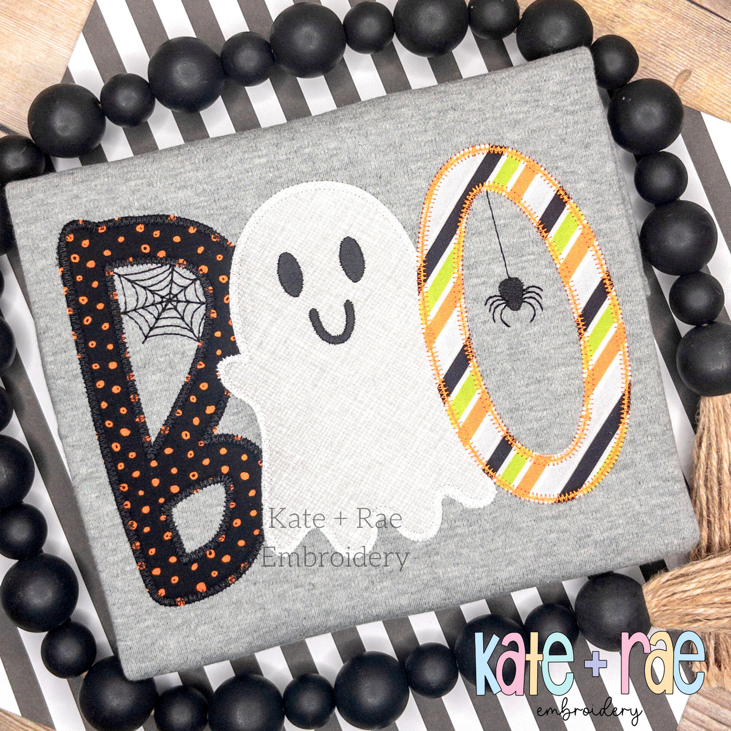 Boy's Boo Halloween Zigzag Applique Embroidery Design