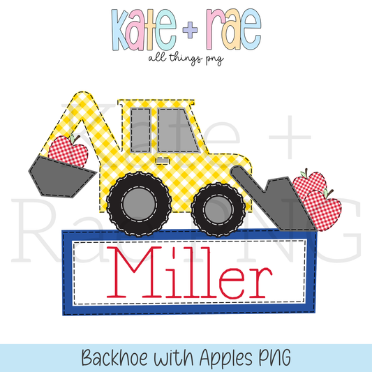 Boy's Apple Backhoe with Name Plate PNG