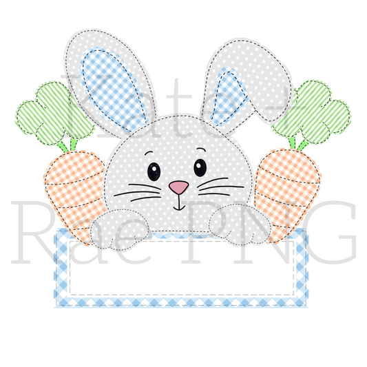 Boy's Peeping Easter Bunny Faux Applique PNG