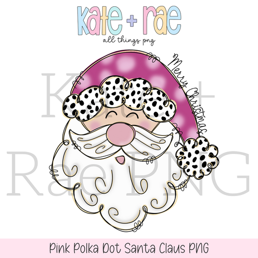 Pink Polka Dot Santa Claus PNG