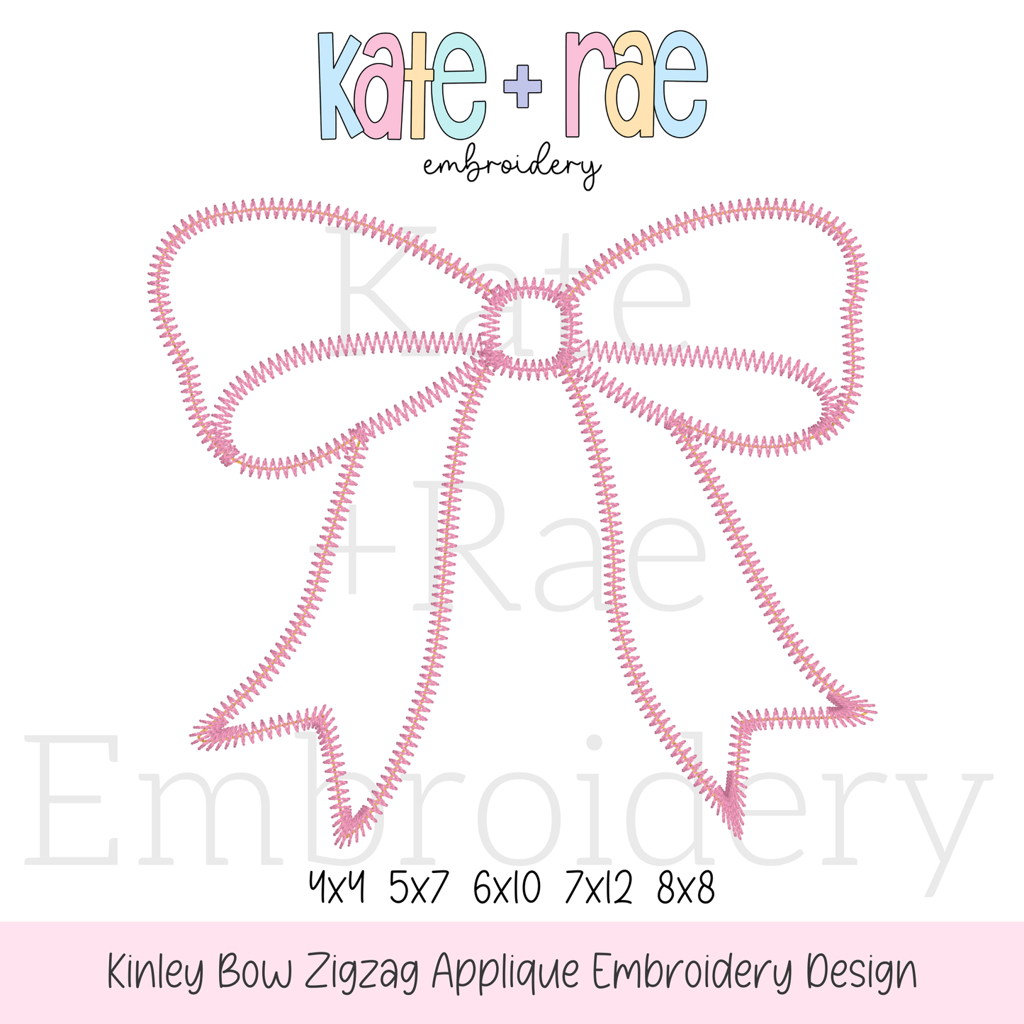 Kinley Bow Zigzag Stitch Applique Embroidery Design