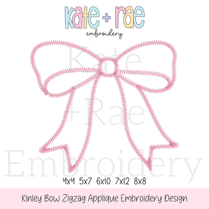 Kinley Bow Zigzag Stitch Applique Embroidery Design